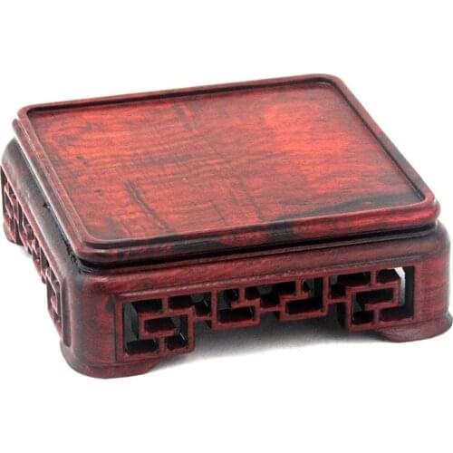 Bonsai Square redwood carve hollow out stand nature redwood Display Shelf Flower Stands Vase Tray Bonsai Planter Pots Stand