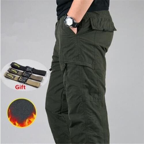 Pants Men Rip-Stop Cotton Thermal Tactical Pants Men Military Cargo Pants Man Multi Pockets Army Casual Trousers With Free Belts