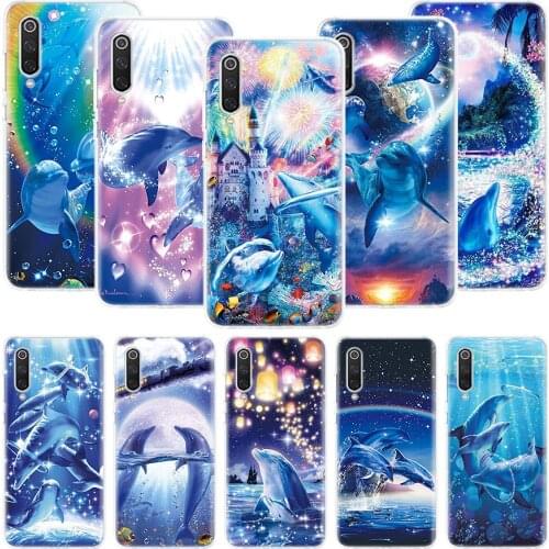 Sea Animal Cute Dolphin Phone Case For Xiaomi Mi Note 10 11 9 8 10T 9T CC9 A1 A2 A3 5X 6X Pocophone F1 X3 F2 Pro Lite Coque Cove
