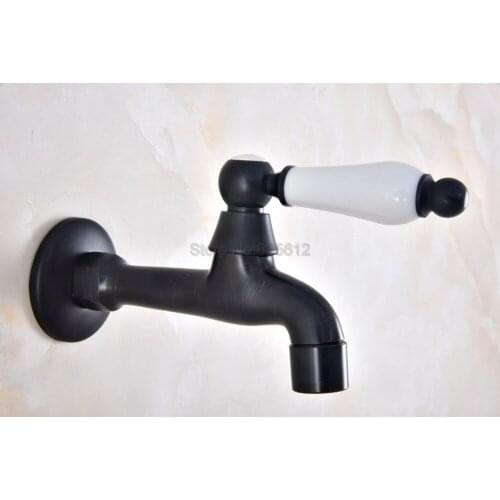 Black Oil Rubbed Bronze Bathroom Mop Pool Faucet Wall Mounted Ceramic handle tav338