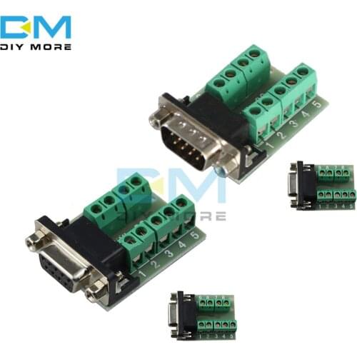 DB9 Male Female Adapter Signals Terminal Module RS232 Serial to Terminal DB9 Connector Diy Kit Electronic PCB Board Module