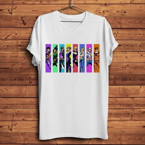 JoJo Bizarre Adventure Crew funny anime tshirt Men summer new White Casual short sleeve T Shirt Unisex otaku streetwear tee