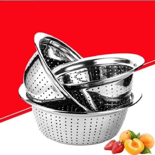 HobbyLane Thicken Stainless Steel Rice Washer Drain Basket for Kitchen Vegetables Washing Storage