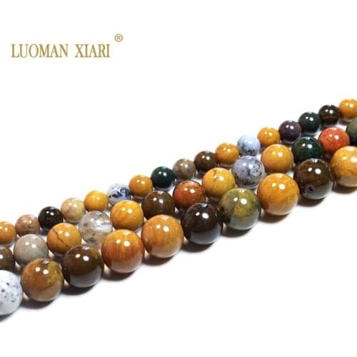 Fine AAA 100% Natural Ocean Jasper GemBeads Round Natural Stone Beads For Jewelry Making DIY Bracelet Necklace 6/8/10 mm