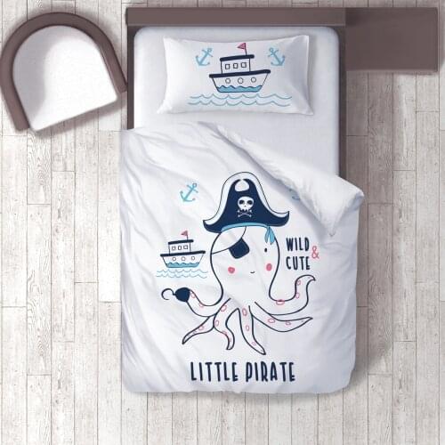 Duvet Cover Set Bedding Set Pillow Case for Baby and Kids Room 3D Printed Waves Dark Blue Model 030