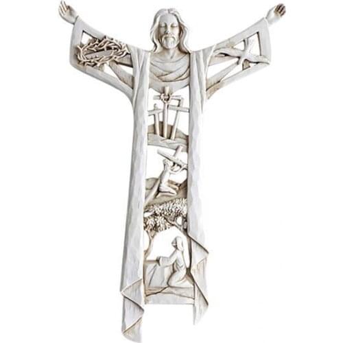 2xRisen Christ Wall Cross Crucifix Jesus Home Figurines Sculpture Home Decor