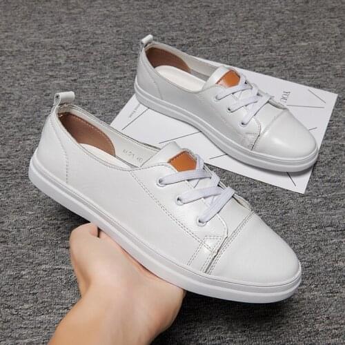 Genuine Leather Sneaker Men Lace-Up Breathable Summer Shoes Men Casual Leather Sneakers Mens Shoes