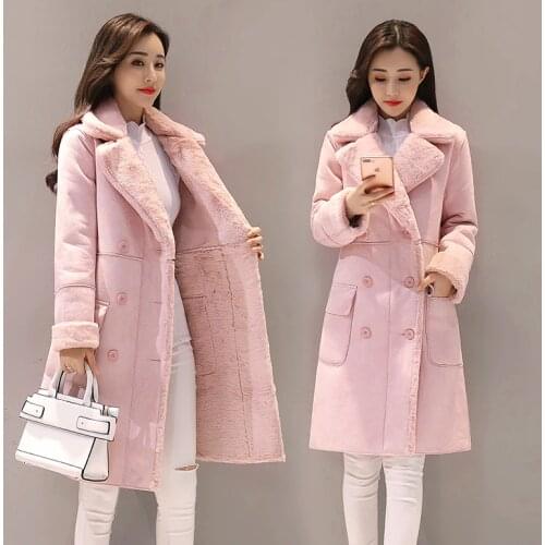 Winter jacket women plus size clothing for women Warm Velvet Thicken Faux Suede Long Coats Parka Female Double Breasted Jacket