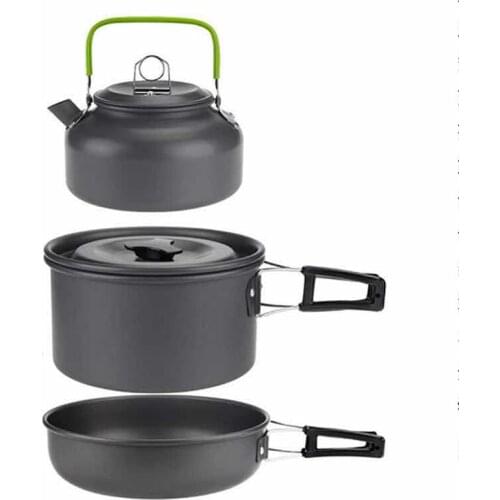 Outdoor Camping Hiking Picnic Cooking Set Bowl Pot Pan Cookware Easy Clean 3 Piece Cook Set High-quality