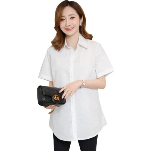 Summer Maternity Clothes Solid Color Pregnancy Shirts Short Sleeve Shirt Blouse Business Wear Pregnant Tops Formal plus size