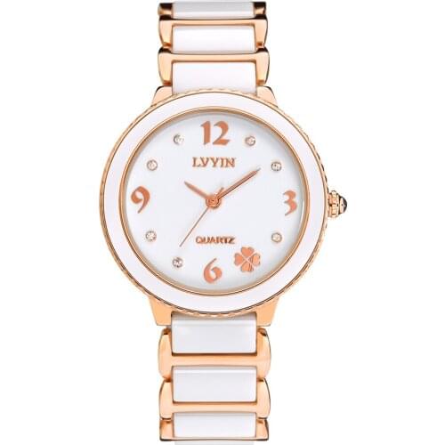 Lvyin Luxury Brand Ceramic Watch Women Fashion Simple Waterproof Quartz Watch Lady Elegant Business Clock Women Dress Watch106-3