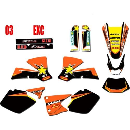 For KTM EXC 2003 DECALS Stickers Free Customized Numbers Names Gloss GRAPHICS kits For KTM EXC 125 200 250 300 400 450 525 2003