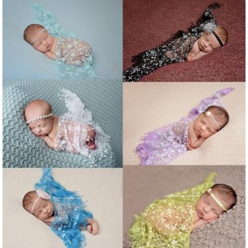 Newborn lace flower baby Wrap Cloth photography props baby wrapped towel Receiving Blankets Wrapped in cloth yarn tassels