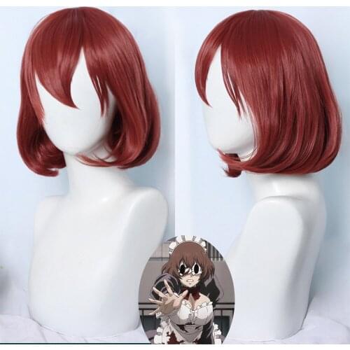 The New Anime Air killer coplay Maid mask man 35cm Red Heat resistant Synthetic hair Anime cosplay Wigs Halloween party
