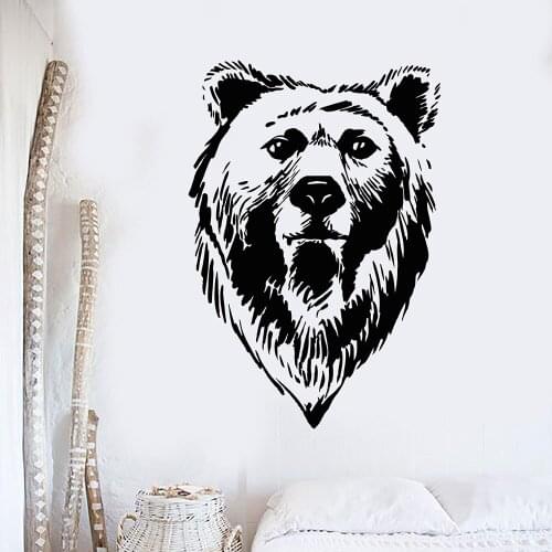 Bear Head Grizzly Tribal Predator Animal Vinyl Wall Decal Home Decor Art Mural Wall Stickers Removable