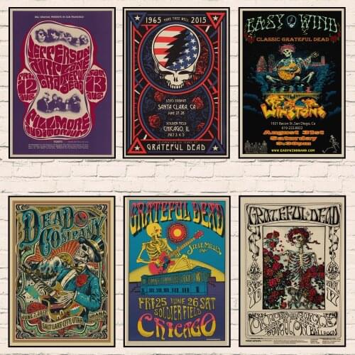 Rock Music Grateful Dead Vintage Retro Posters Kraft Paper Wall Paper High Quality Painting Wall Stickers for Home Decor