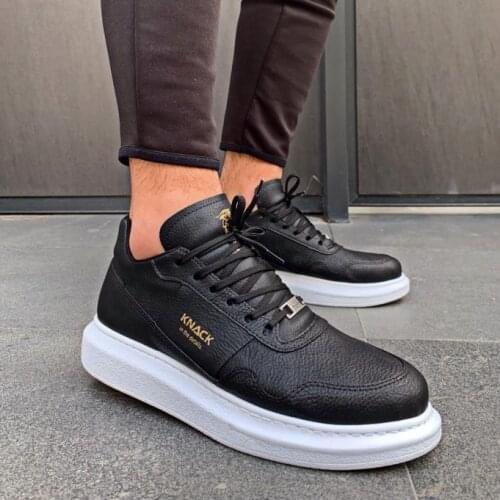 Knack High Bottom Men Casual Shoes 040 Black (White Bottom) Street Style Spring Summer Style Fashion Current