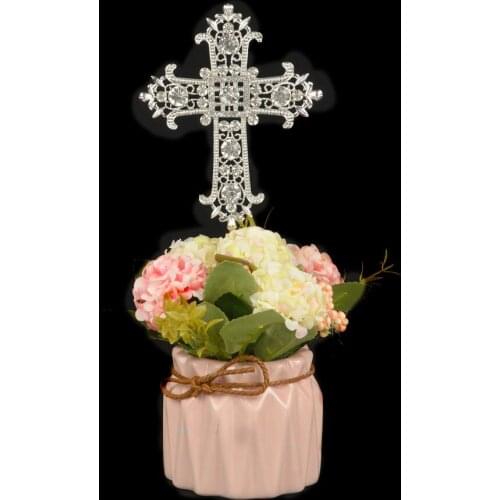 Romantic Wedding Cross Cake Topper First Communion Baby Shower Christian Party Decor Supplies for Wedding Birthday Festival