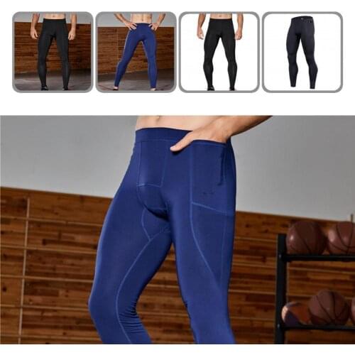 High Elastic Bottoms Stretchy Pockets Men Fitness Pants Male Clothing