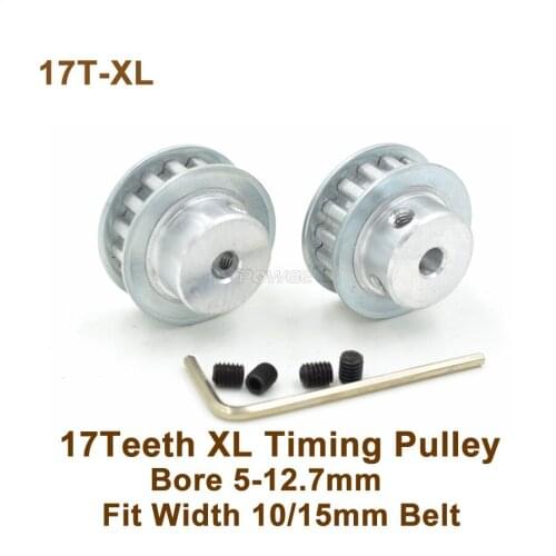 POWGE 17 Teeth XL Synchronous Pulley Bore 5-12.7mm Fit W=10/15mm XL Timing Belt 17T 17Teeth XL Pulley Machine Accessories 17-XL