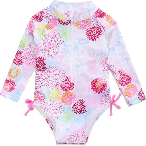 Kavkas Baby Clothes Summer O-Neck Chrysanthemum Printing One Piece Swimsuit Little Girl Bikini купальник для девочки