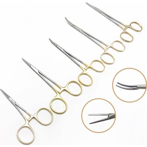 Hemostatic forceps Makeup pliers Beauty Surgical instrument 12.5/14 CM hemostat Gold handle Stainless steel