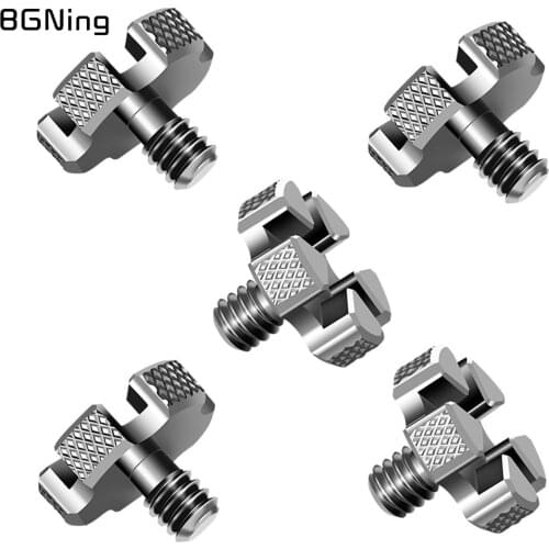 BGNing 5x Stainless 1/4" Inch Adapter Screws for Gimbal to DSLR SLR Cameras with Top Slotted 3mm Quick Release Locking Mount
