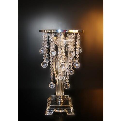 40cm Tall crystal table centerpiece Wedding Flower Stand with bead strands 10pcs/lot