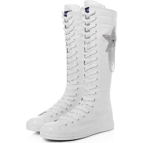 Girls skateboarding high top dancing shoes ladies canvas boots student flat shoes women street skateboard dancer shoes