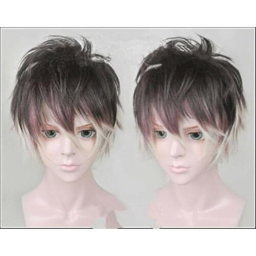 Diabolik Lovers Cosplay Wig Mukami Ruki Short Ombre Cos Wigs Heat Resistant Synthetic Hair Wigs + Wig Cap