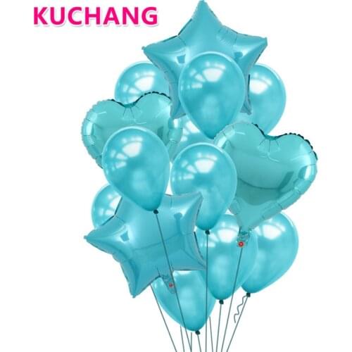 1Set Tiffany Blue Balloon Bouquet Star Heart Foil Latex Globos Helium Inflatable Baby Shower Wedding Birthday Party Decorations