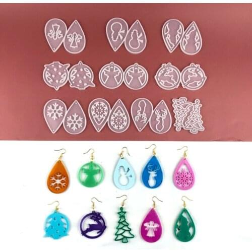 10 Pairs Christmas Pendant Earrings Silicone Mold is Suitable for Epoxy Resin Diy Craft Pendant Earrings Jewelry Making