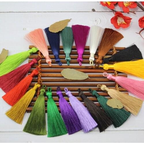 10pcs 9cm Long With Hole Mix Cotton Silk Tassel Brush For Earring Charm Pendant Satin Tassels DIY Jewelry Making Findings