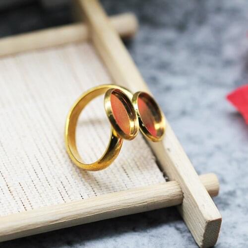 10pcs Two Bezels Tray Round Ring Blank Base Setting Fit 12mm Glass Cabochons DIY Making For Wome&Men Party Jewelry Accessories