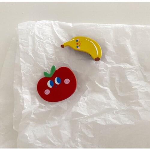 2 pcs Acrylic Tomato Banana Peach Avocado Hairpin Hair Clips Duckbill Clip Hair Barrette Accessories