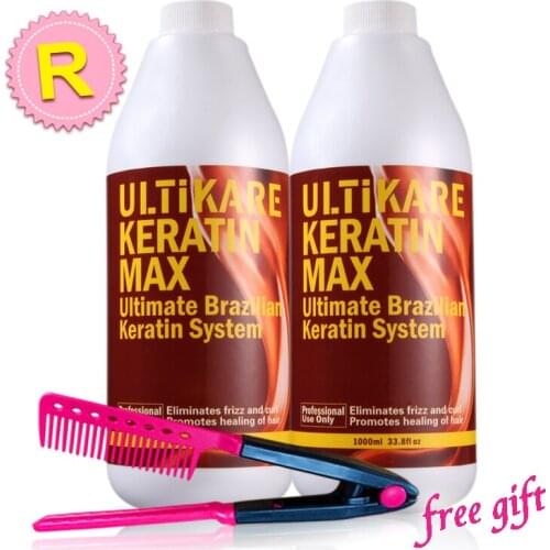 2pcs Chocolates Brazilian Keratin Treatment 12% Formaldehyde Straightening Resistant Hair with Free Beauty Red Comb