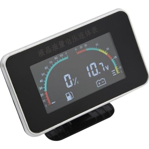 2 In 1 LCD Fuel Gauge Voltmeter Motorcycle Car Oil Tank Gauge fit for 12V/24V Car Truck Gauge Voltage