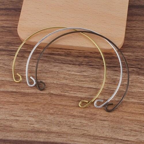 20pcs Blank Metal Wired Bangle Bases Cuff Open Bracelet Bangle Settings Findings Stuffs Jewelry Making Multi-color plated Brass