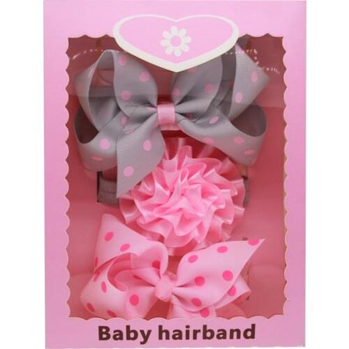 3Pcs/set Boutique kids Gift Polka Dot Bows Headband Lace Flower Crown Bow Knot Elasticity Headbands with Girls Hair Accessory