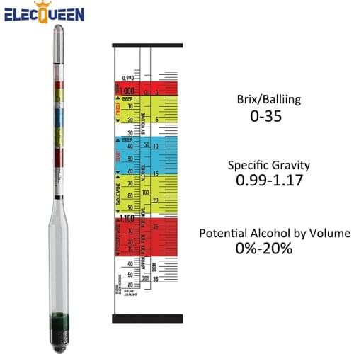 3 Scale Hydrometer For Wine Beer Cider Alcohol Testing Fitting With Home brew Free Shipping