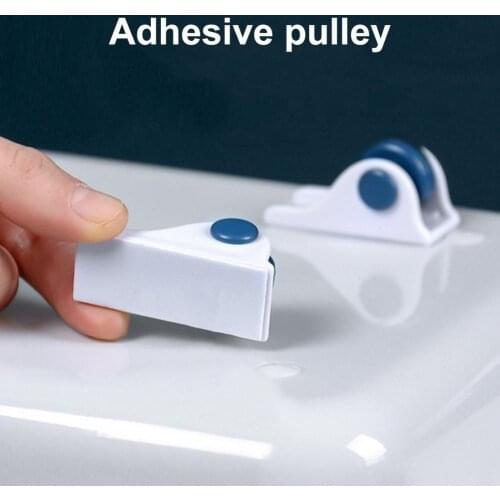 4Pcs Storage Box Pulley Self Adhesive Good Load Capacity HIPS Transh Can Pullery for Home