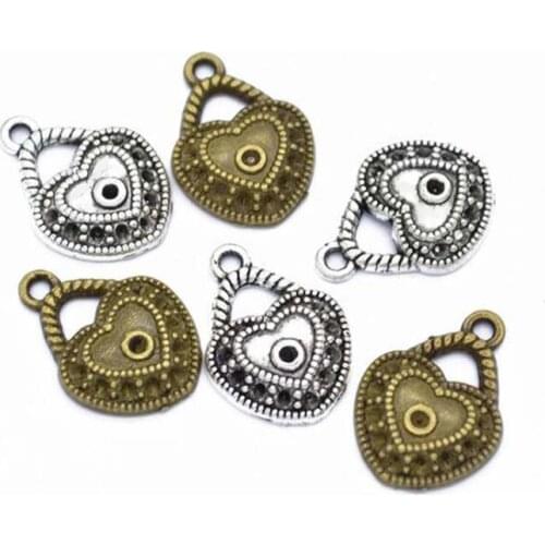 50pcs/lot 19x14mm Zinc Alloy Antique Silver/Antique Bronze Heart Bag Charms Pendants For Jewelry Making