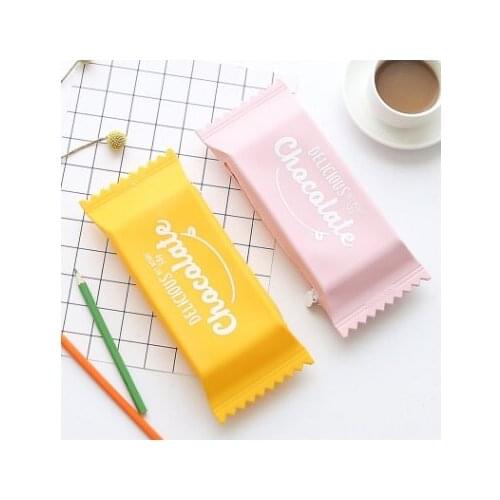 6PCS/LOT candy shape Korean girls simple fresh and lovely large student stationery Silica gel bag Pencil bag pen case