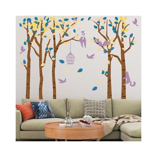 Large Birch Tree Wall Sticker Home Office Decor Art Bedroom Living Room Backdrop Wall Decortion Creative Mural Self-adhesive