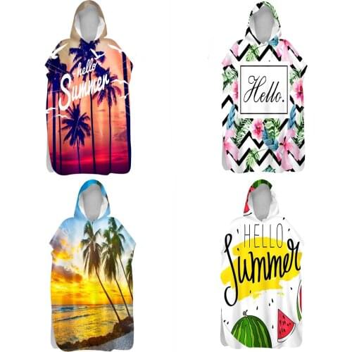 Summer Holiday Gift Microfiber Quick Dry Bath Towel Beach Surf Swim Changing Robe Poncho Wetsuit With Hood Home Soft Robe