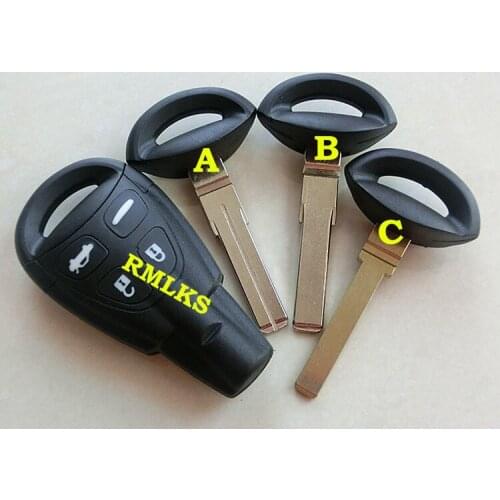 Remote Key Shell Case Fob 4 Button Fit for Saab Soft Button 9-3 9-5 2003-2011 Smart Key Fob Uncut Blade