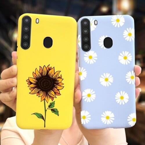 Sunflower Daisy Case For Samsung Galaxy A20 A21 Phone Cover Matte Soft Fundas For Samsung A20 SM-A205F A 20 2019 A 21 TPU Bumper