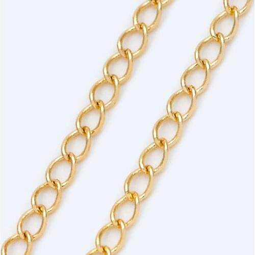 Dainty Real Gold plated Brass Chains 2.2mm Tiny For DIY Jewelry Making Supplies Findings Accessories (#LK-129)/ 1 Meter
