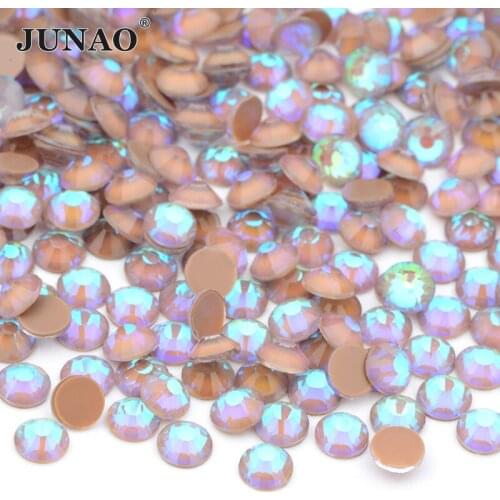 JUNAO SS16 20 30 Mocca Coffee AB Non Hot Fix Rhinestones Glass Diamond Gems Flatback Glitter Stones Nail Gems Crystal Decoration