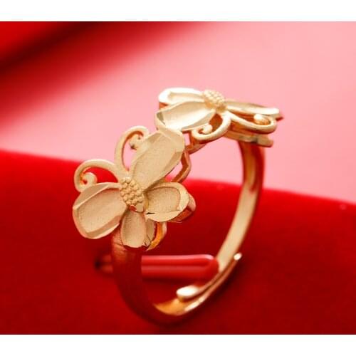 Dubai Gold Color Rings 24K For Women Wedding Jewellery Womens Ring For Girls Bridal Wife Gifts African Dubai French